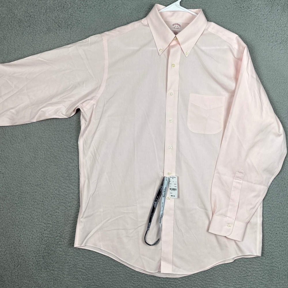 NEW Brooks Brothers Shirt Men 16-33 Traditional Fit Light Pink Dress Button-Down